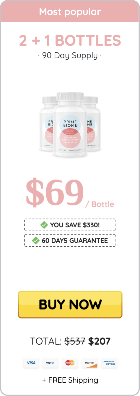 PrimeBiome 3 bottles (90 day supply) package