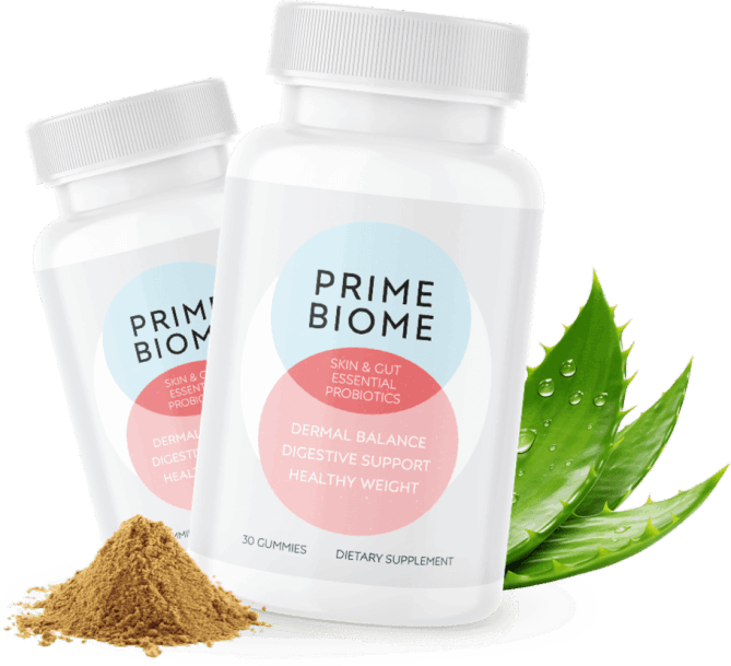 PrimeBiome gummies and supplement bottle ingredients label